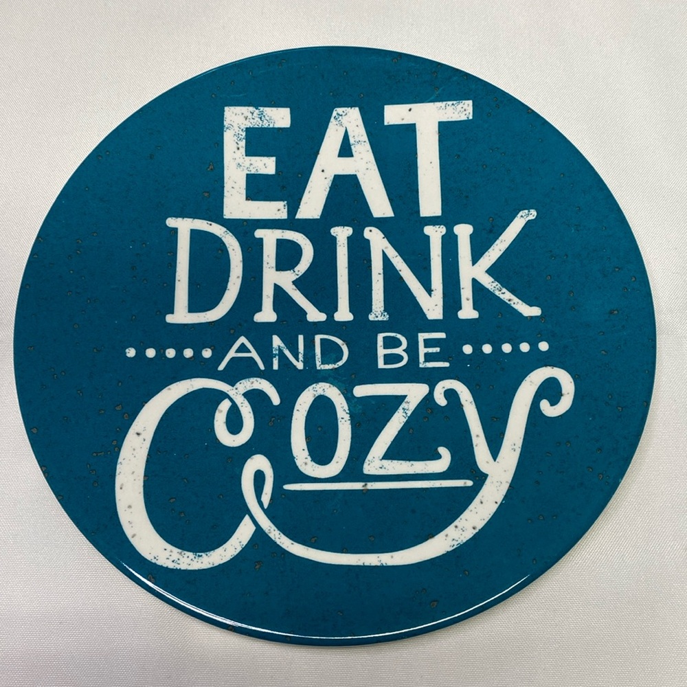 Threshold Melamine Plate “EAT DRINK AND BE COZY” 7” speckled design